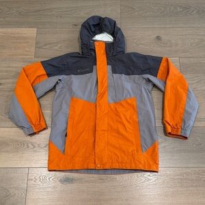 COLUMBIA Orange Gray Bugaboo Full Zip Shell Jacket Winter Coat Size Youth 14/16